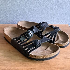 Birkenstock Granada Women’s Sz 7 US 38 Black Oiled Leather Sandals Germany